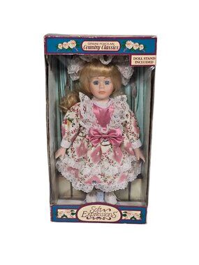 Soft Expressions Genuine Porcelain Country Classics Doll 13" Blonde w/stnd Box